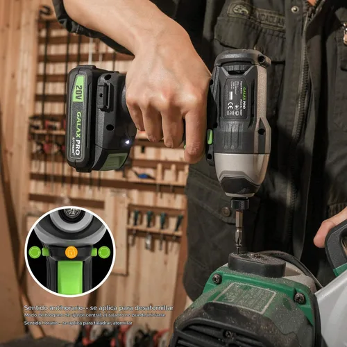 Vista 5 de Kit combinado de taladro y destornillador de impacto de 20 V máx. 2 velocidades, taladro inalámbrico GALAX PRO/destornillador de impacto con 1