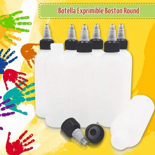 Vista 7 de Muiyaneq Paquete de 20 unidades de botellas de plástico Boston de 4 oz/120 ml con tapa de rosca, botellas LDPE blancas para líquidos, tintas