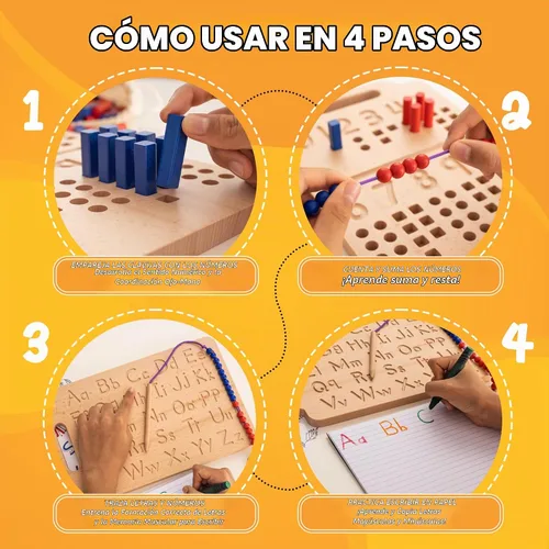 Vista 4 de Hulats Montessori - Tabla de seguimiento de números y letras - Alfabeto Montessori de madera y juguetes de conteo para niños pequeños de 3 años