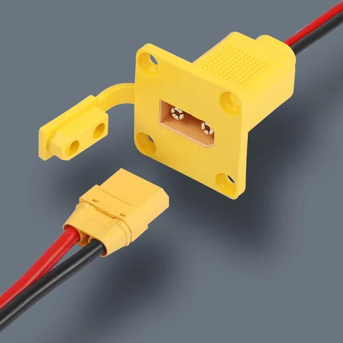 Vista 3 de CERRXIAN Cable desnudo macho XT90 de 1 pie 10 AWG con panel de montaje, enchufe macho XT90 con panel Mout para abrir cable desnudo para RC Lipo
