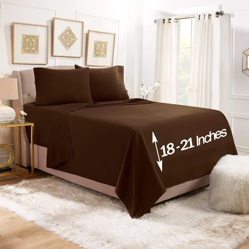 Vista 34 de Empyrean - Juego de 4 sábanas bajeras de bolsillo extra profundo de 110 GSM, juego de 4 sábanas de bolsillo extra profundo de 110 GSM, sábanas