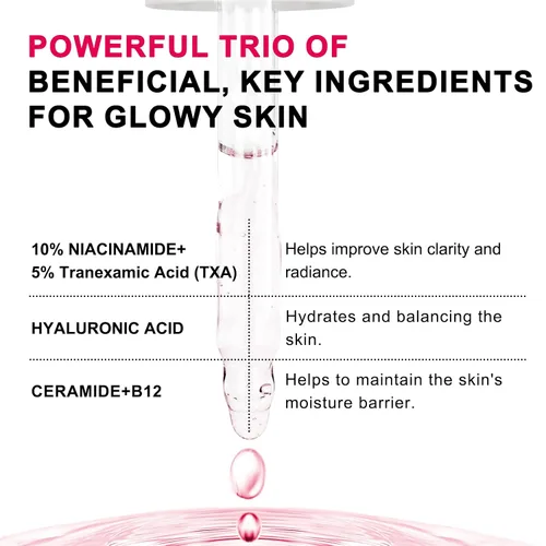 Vista 6 de TXA + niacinamida 15% (1.76 fl oz) Suero facial brillante, ácido hialurónico, ácido tranexámico, vitamina B12, suero facial para tono de piel