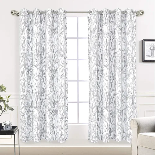 Vista 20 de DriftAway Cortinas opacas con diseño de ramas de árbol, doble capa, 84 pulgadas de largo, para dormitorio, estampado clásico, aislamiento térmico