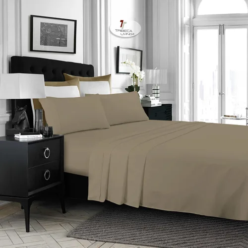 Vista 21 de Tribeca Living Juego de sábanas de microfibra cepillada de 3.33 oz/m², bolsillo extra profundo para colchones de hasta 21 pulgadas, enfriamiento
