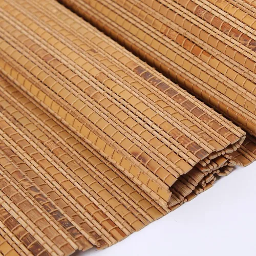 Vista 2 de Persianas romanas de bambú, sin cordón, de nogal personalizado, opacas, oscurecimiento de la habitación, persianas de madera tejida, persianas