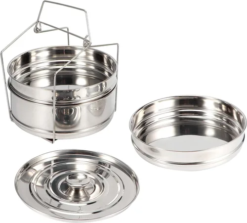 Vista 8 de Steamer Pot Steamer Basket, Stackable 3 Tier Stainless Steel Cooker Pot Set Cook Food Pressure Accessories