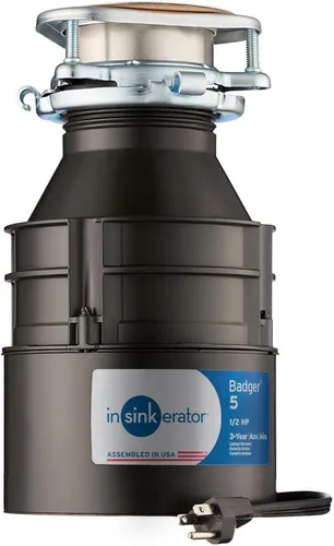 Vista 4 de InSinkErator - Triturador de basura Badger 5, Serie estándar, 1/2 HP de alimentación continua, color negro y kit de conector para lavavajillas DWC-00