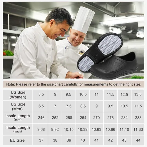 Vista 2 de Haifago Zapatos de chef antideslizantes para hombre impermeables resistentes al aceite zuecos de trabajo de cocina zapatos de servicio de alimentos