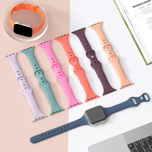 Vista 3 de Paquete de 5 bandas de silicona delgadas compatibles con Apple Watch de 38mm 42mm 40mm 44mm 41mm 45mm 46mm 49mm, correa deportiva estrecha y delgada
