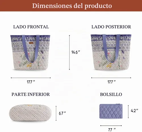 Vista 4 de Bolsas de compras Maison d' Hermine Bolsa de lona acolchada con bolsillos con cremallera Bolso pequeño reutilizable Bolsa de comestibles