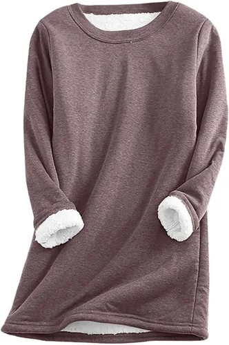 Vista 13 de Sudaderas de forro polar para mujer, de manga larga, cómodas, de felpa, cálidas, para invierno Negro
