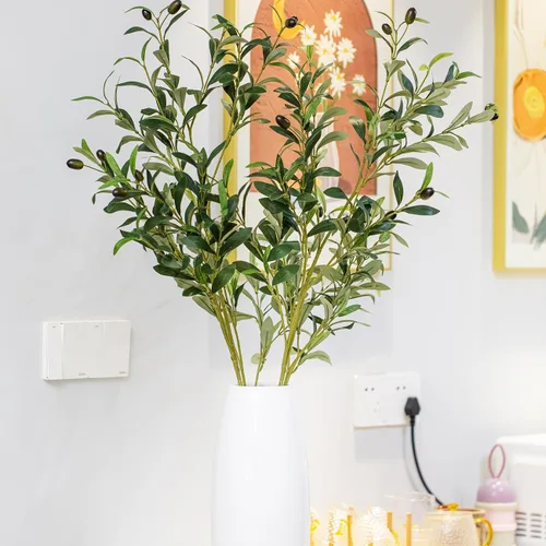 Vista 9 de Heleze Ramas de Olivo Artificiales de 39 Pulgadas Tallos de Vegetación Plantas Falsas con 222 Hojas para Florero Ramas de Olivo Falsas Decoración