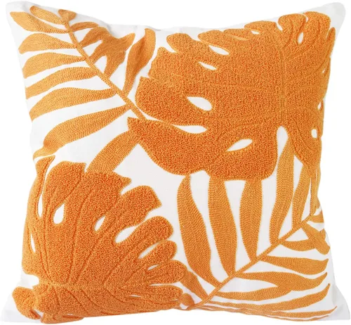 Vista 22 de Fundas de almohada bordadas, 4 girasoles de 18 x 18 pulgadas, diseño floral, 100% algodón, decoración del hogar, flores amarillas, 17.7 x 17.7 in, 1
