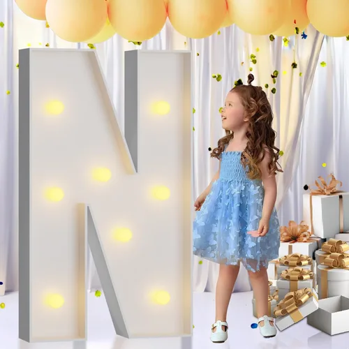 Vista 38 de IMPRSV Letras de mosaico iluminadas de marquesina, 4 pies para globos y fiestas, decoración de kit de arco