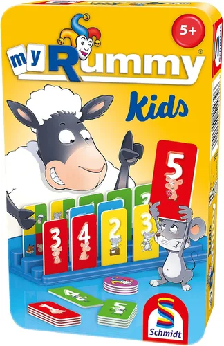 Vista 2 de Schmidt Juegos 51439 MyRummy Kids, Bring Me with Game in a Metal Tin, Colorido