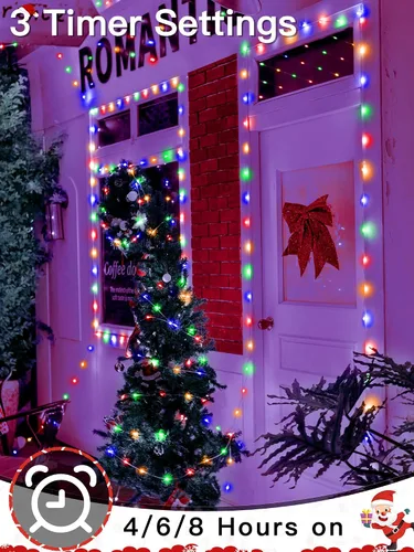 Vista 6 de Luces de Navidad para exteriores, 800 LED de 262 pies, luces de hadas multicolor IP67 impermeables, tira de luces enchufables con control remoto, 8