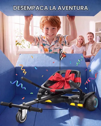 Vista 6 de Gyroor Scooter con accesorio de asiento ajustable, scooter de equilibrio automático todo terreno de 6.5 pulgadas, luces LED y Bluetooth para niños