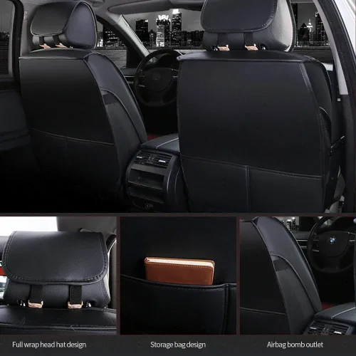 Vista 2 de Par de fundas de asiento delantero de automóvil para X1 X2 X3 X4 X5 X6 Z4 Protector de cuero sintético Fundas de asiento de automóvil, Funda