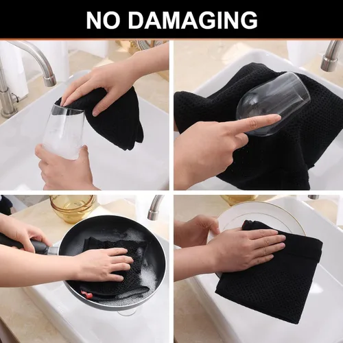 Vista 4 de Homaxy Juego de toallas de cocina y paños de cocina, 12 x 12 y 13 x 28 pulgadas, juego de 8 toallas de cocina 100% algodón, de tejido gofre, súper