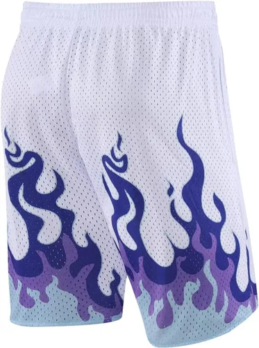 Vista 4 de BOOMLEMON Pantalones cortos de baloncesto para hombre, pantalones cortos deportivos de entrenamiento casual con estampado gráfico de malla