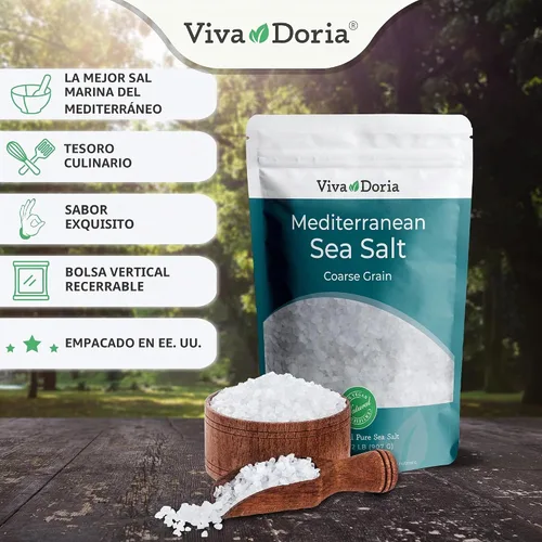 Vista 3 de Viva Doria Sal marina mediterránea, grano grueso, 2 lb