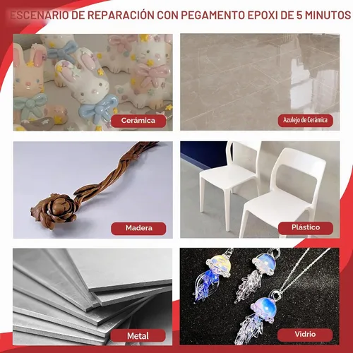 Vista 5 de Kit de pegamento epoxi de 5 minutos, adhesivo epoxi transparente de 8.8 fl oz, resistente, impermeable, resistente al calor, curado rápido