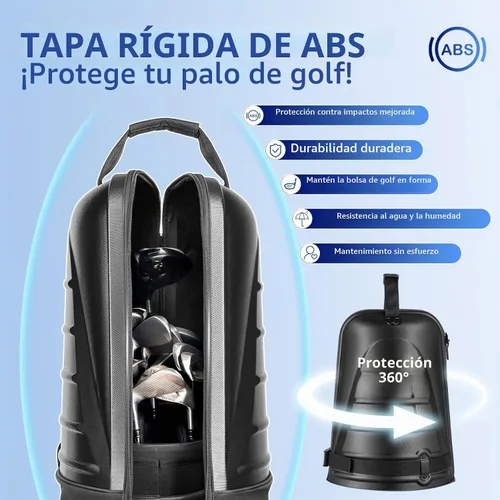 Vista 3 de Bolsa de viaje de golf con parte superior rígida de ABS – Bolsa de golf con tela impermeable 1680D, acolchado de 0.276 in y ruedas – Accesorios