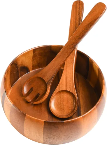 Vista 6 de Gibson Home Laurel - Juego de ensaladeras de madera de acacia, 3 piezas, madera de acacia