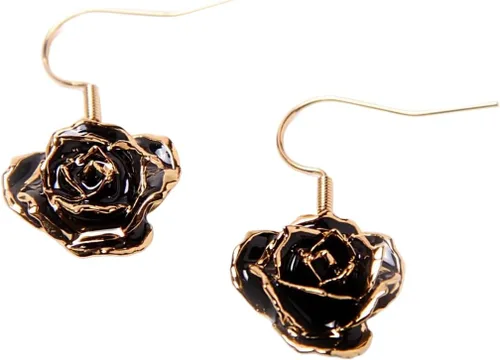 Vista 9 de Eternal Rose Pendientes colgantes de oro de 24 quilates con flor de rosa real para mujer Azul terciopelo