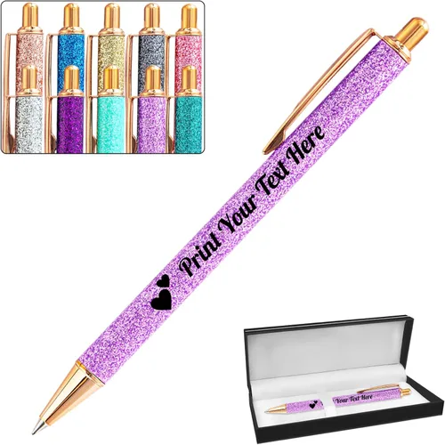 Vista 25 de Hasta 100 bolígrafos personalizados a granel con nombre, bolígrafo con purpurina personalizable, logotipo de negocios, mensaje de texto, regalo