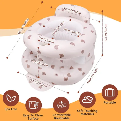 Vista 6 de Asiento de bebé inflable para bebés de 3 meses en adelante, asiento inflable de apoyo para bebé para sentarse, silla de bebé con bomba de aire