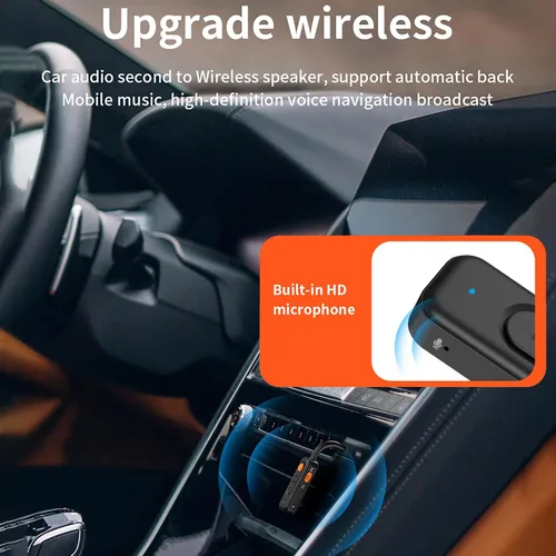 Vista 7 de Receptor transmisor de audio Bluetooth 5.4 con baja latencia, adaptador AUX Bluetooth de coche de 0.138 in con micrófono integrado para llamadas