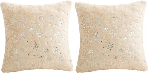 Vista 13 de MOJUN Fundas de almohada de Navidad, paquete de 2 fundas de almohada decorativas suaves y bonitas con fundas de almohada impresas con purpurina