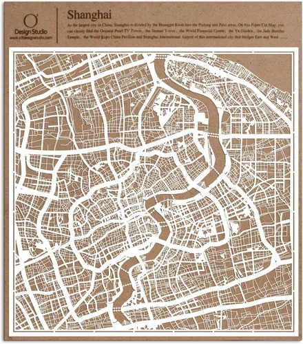 Vista 22 de O3 Design Studio Aberdeen - Mapa de papel cortado en papel blanco de 12 x 12 pulgadas