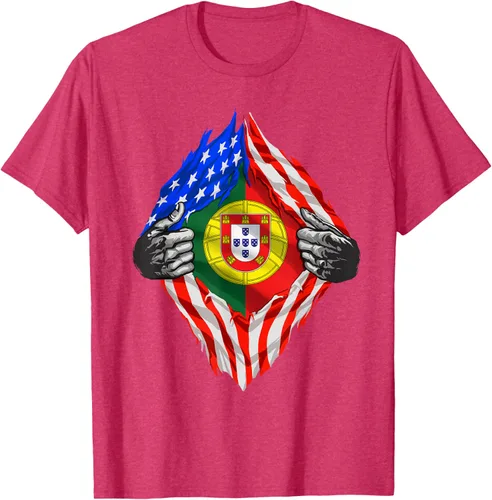 Vista 26 de Camiseta de bandera de Estados Unidos con diseño de raíces portuguesas, Negro, S