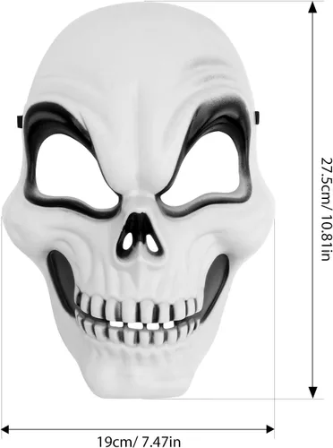 Vista 2 de Halloween Season Skull Mask, Black Plastic Skeleton Face for Adults