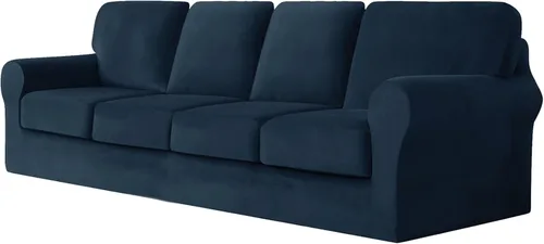 Vista 12 de Funda de sofá con fundas de cojín de asiento separadas y fundas de respaldo, fundas elásticas para sofá, fundas protectoras de terciopelo