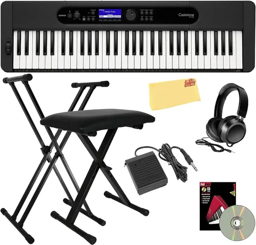Vista 9 de Casio CT-S300 - Paquete de teclado de 61 teclas con soporte ajustable, banco, audífonos, pedal de sustain, libro de instrucciones, DVD