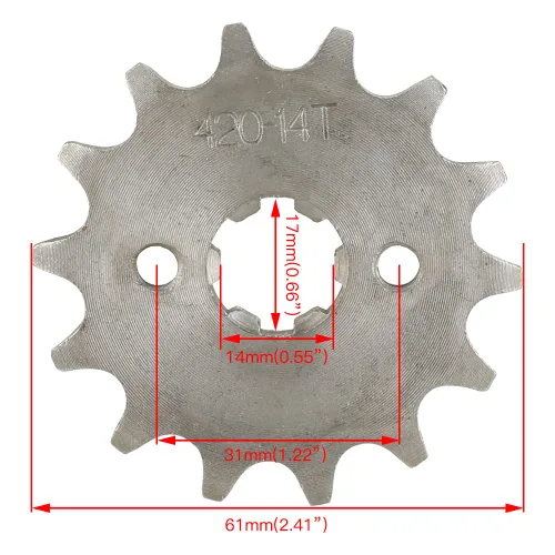 Vista 3 de HIAORS 420 14T 17mm Piñones de Motor Delantero para Motocicleta para 50cc 70cc 110cc 125cc 140cc 160cc Z50 CT70 Speed Mini Bike TaoTao Roketa