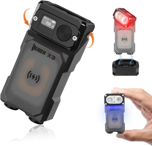 Vista 13 de WUBEN X3 Mini Linterna con Caja de Carga Recargable 180 Grados Llavero EDC Linterna Giratoria Ip65 Impermeable Imán Linternas de Bolsillo 10 Modos