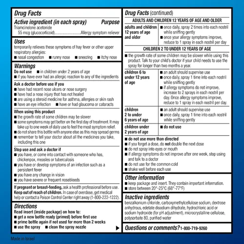 Vista 5 de Amazon Basic Care - Spray nasal de triamcinolona acetónido para alergias de múltiples síntomas, 0.37 fl oz (paquete de 1)