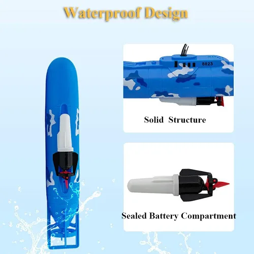 Vista 4 de Juguete de baño submarino eléctrico, divertido modelo de submarino militar, juguete flotante de agua para niños (8821)