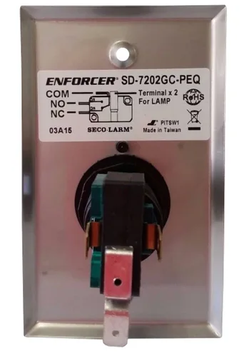 Vista 4 de Seco-Larm SD-7202GC-PEQ ENFORCER - Placa de pared con iluminación LED RTE con botón verde grande, botón grande iluminado con leyenda "PUSH TO EXIT