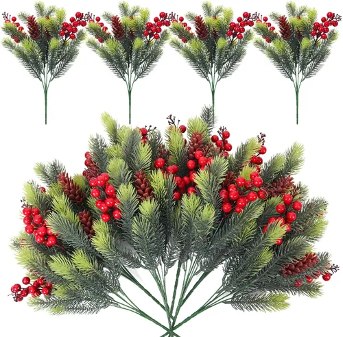 Vista 35 de RECUTMS Guirnalda artificial de otoño, plantas de vegetación sintética 1 pieza seda marrón