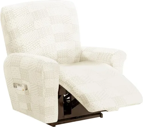 Vista 25 de vctops 10 fundas geométricas para sofá reclinable copetudo, suaves, elásticas y suaves de 4 asientos, funda antideslizante para sofá, protector