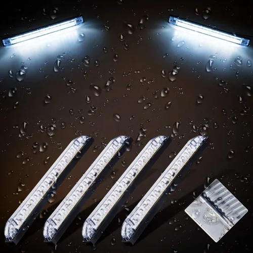 Vista 4 de NPAUTO 4 unids 8 "blanco LED barra de luz de utilidad 18 LED Utility Strip impermeable barco arco luz marina navegación 12V