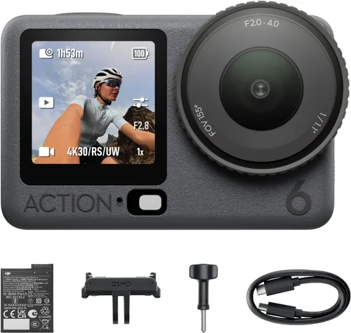 Vista 13 de DJI Osmo Action 6 Capture More Combo, cámara de acción impermeable 8K con sensor cuadrado de 1/1.1", apertura variable de f/2.0–f/4.0, duración