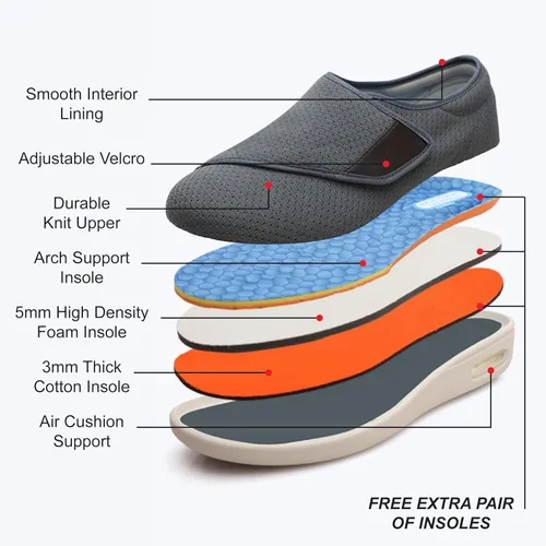 Vista 3 de youyun Zapatos ortopédicos para mujer, zapatos deportivos de ajuste ancho para diabéticos, fascitis plantar y pies hinchados, ligeros, cómodos
