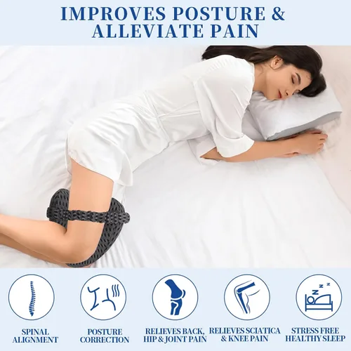 Vista 2 de Almohada de rodilla para personas que duermen de lado, almohada para aliviar el dolor de ciática, cadera y espalda con correa ajustable, almohada