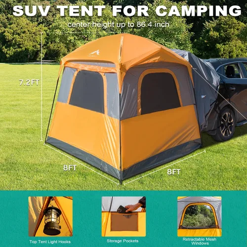Vista 2 de uniHimal SUV Tent for Camping,Waterproof PU2000mm, Fits 5-8 People,Spacious Double Layer Design, Includes Rainfly & Storage Bag, 8FT L x 8FT W x